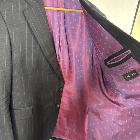 Gabucci Vitale Barberis Canonico Super 110’s Charcoal Pinstripe Blazer Men’s 46 - Picture 5 of 9